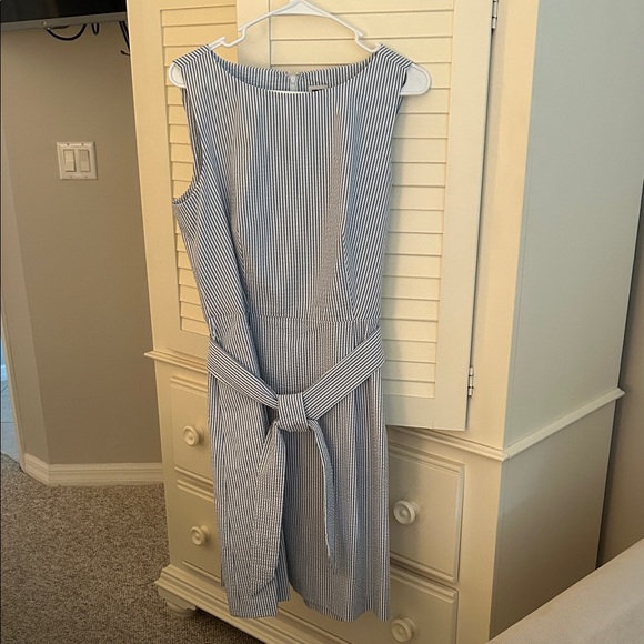 Anne Klein Blue and White Striped Midi Dress - Picture 1 of 5